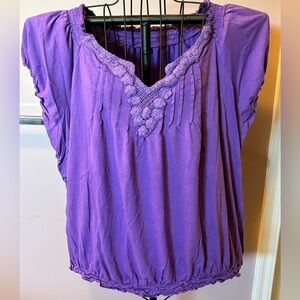 Purple crochet Trim Tee